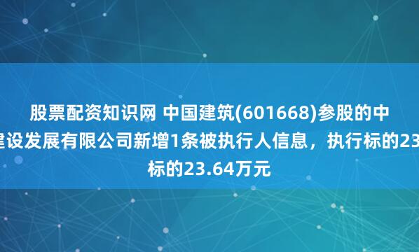 股票配资知识网 中国建筑(601668)参股的中建海峡建设发展有限公司新增1条被执行人信息，执行标的23.64万元