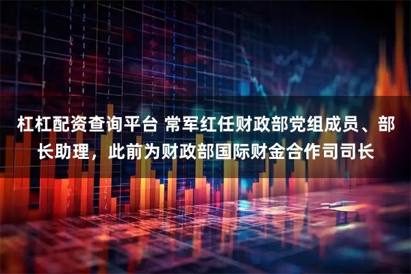 杠杠配资查询平台 常军红任财政部党组成员、部长助理，此前为财政部国际财金合作司司长